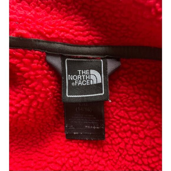 The North Face SPELL OUT DENALI RED Fleece JACKET COAT Boys L - Picture 4 of 9